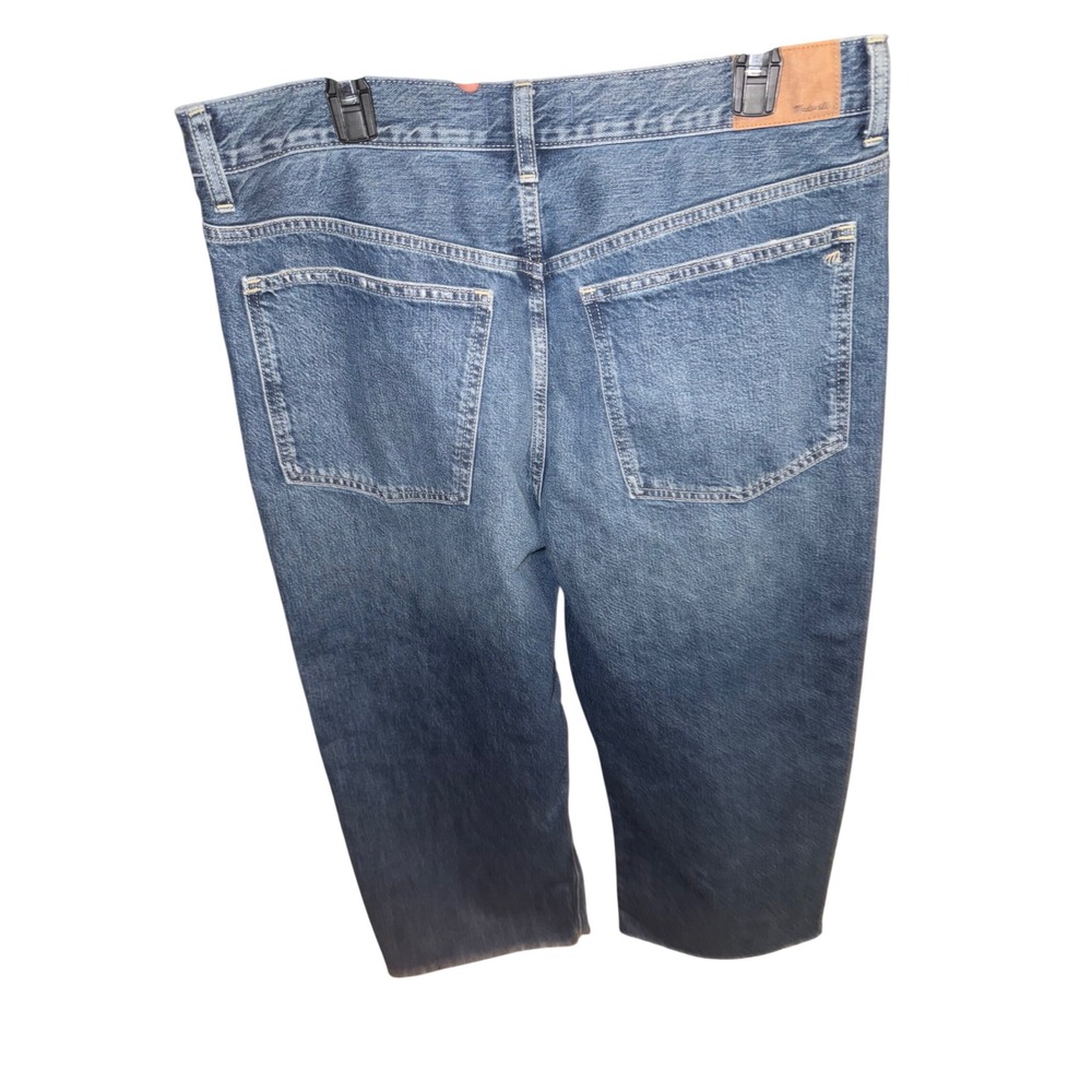 Madewell Low-Slung Baggy Crop Jeans Blue Raw Hem Size 31 - Picture 3 of 6